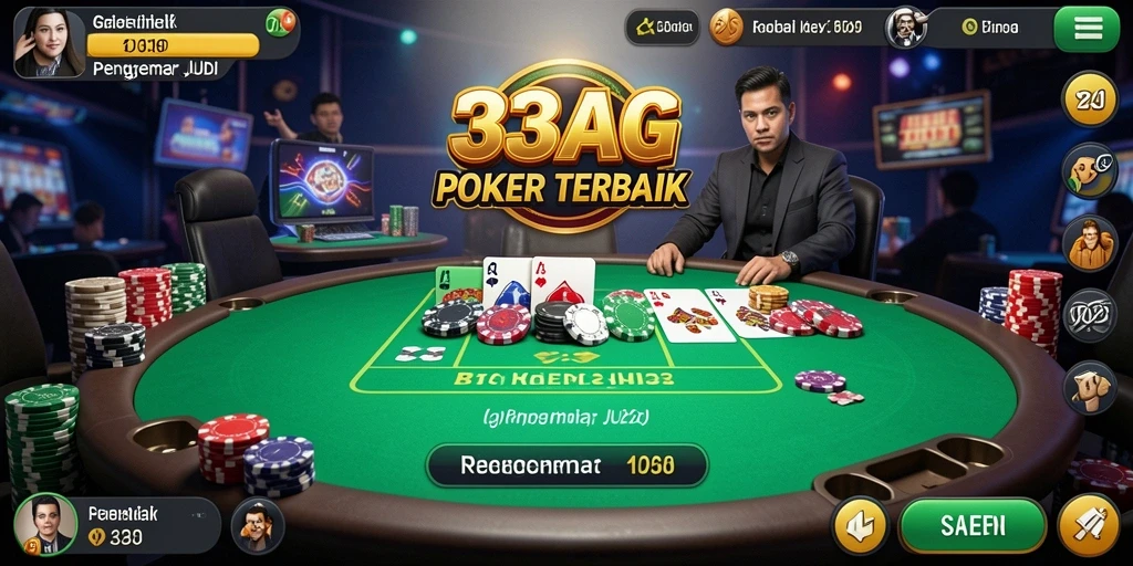 Screenshot gameplay Poker di 33AG menampilkan keseruan permainan.