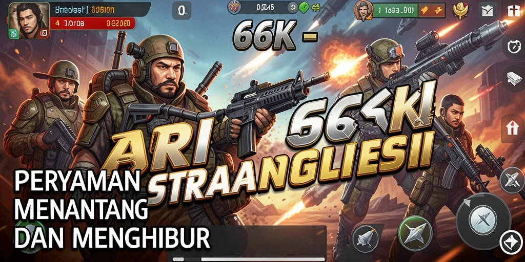 Tampilan gameplay <strong>66K</strong> yang menampilkan strategi mendalam dan pertempuran seru.
