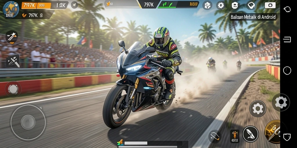 Tampilan gameplay menarik dari balapan motor di 797K.