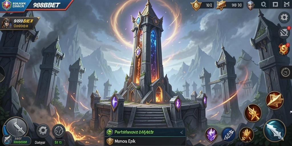 Screenshot utama 988BET menampilkan pertarungan Tower Defense yang mendebarkan.