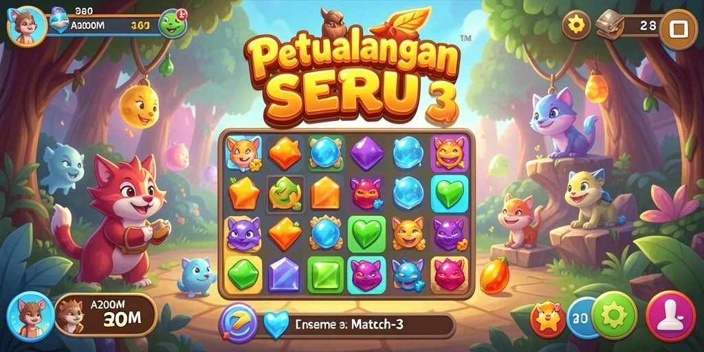 Tampilan gameplay A200M yang seru dalam kategori Match-3.