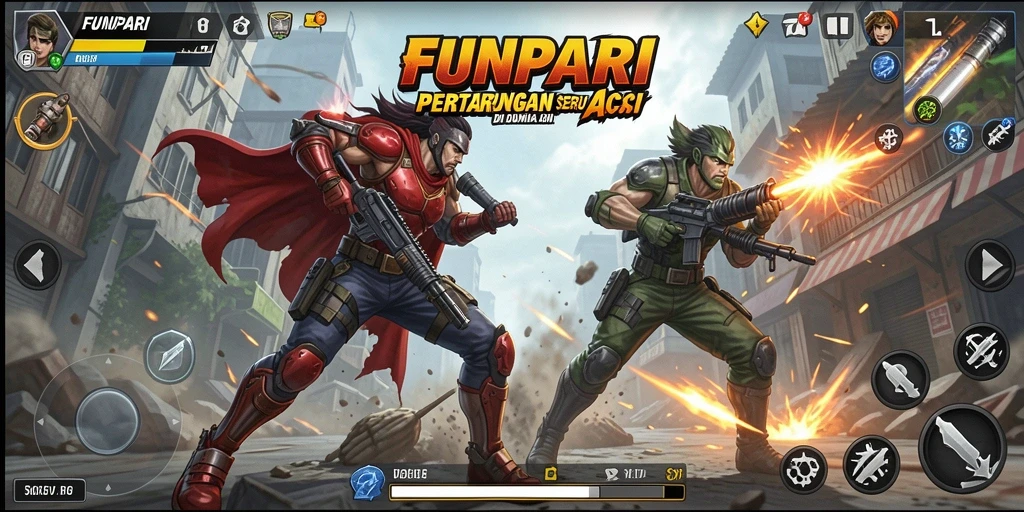 Tampilan aksi mendebarkan dalam gameplay FUNPARI.
