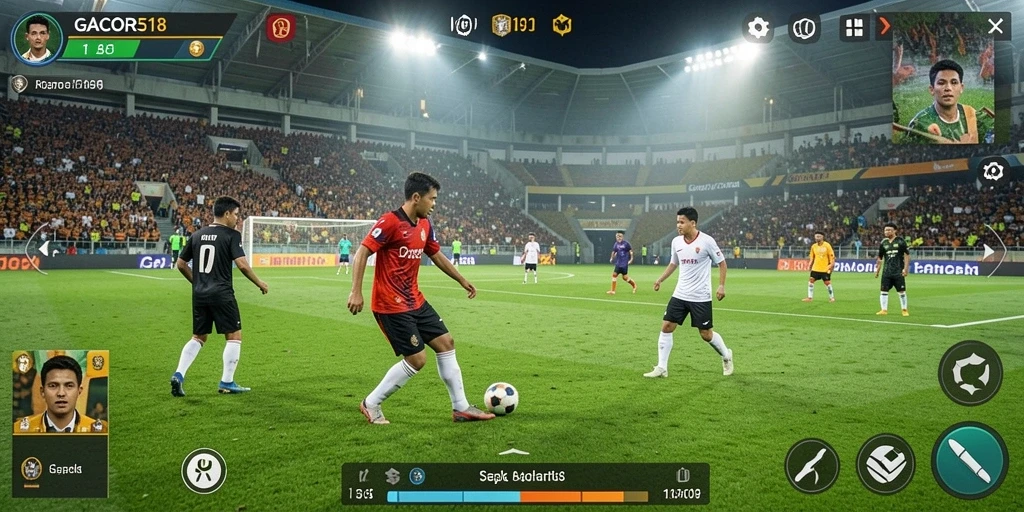 Tampilan gameplay GACOR518 yang mendebarkan saat mencetak gol.