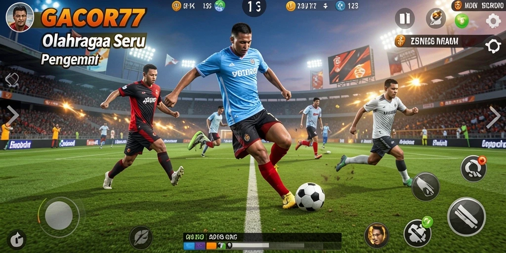 Tampilan gameplay seru dalam GACOR77 yang menampilkan aksi olahraga mendebarkan.
