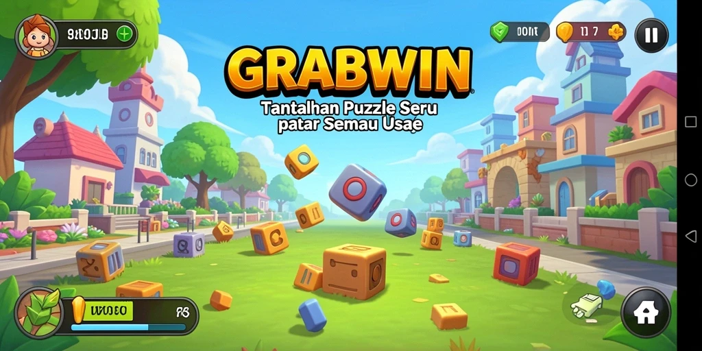 Tampilan gameplay GRABWIN dengan teka-teki yang menantang.