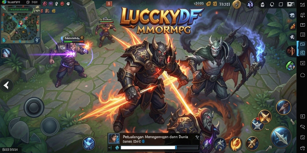Tampilan gameplay LUCKYDF yang penuh aksi dan strategi dalam pertempuran MMORPG.