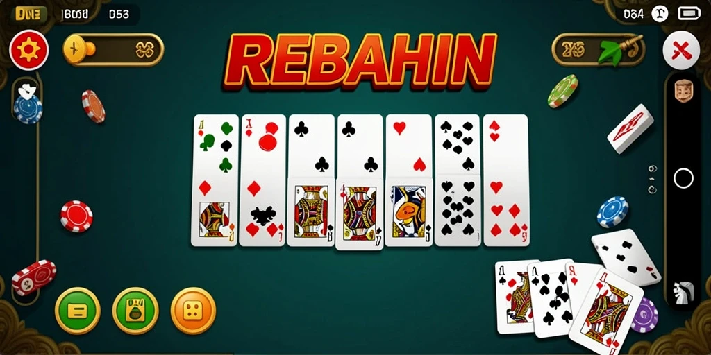Tampilan gameplay REBAHIN dengan tampilan kartu Domino.