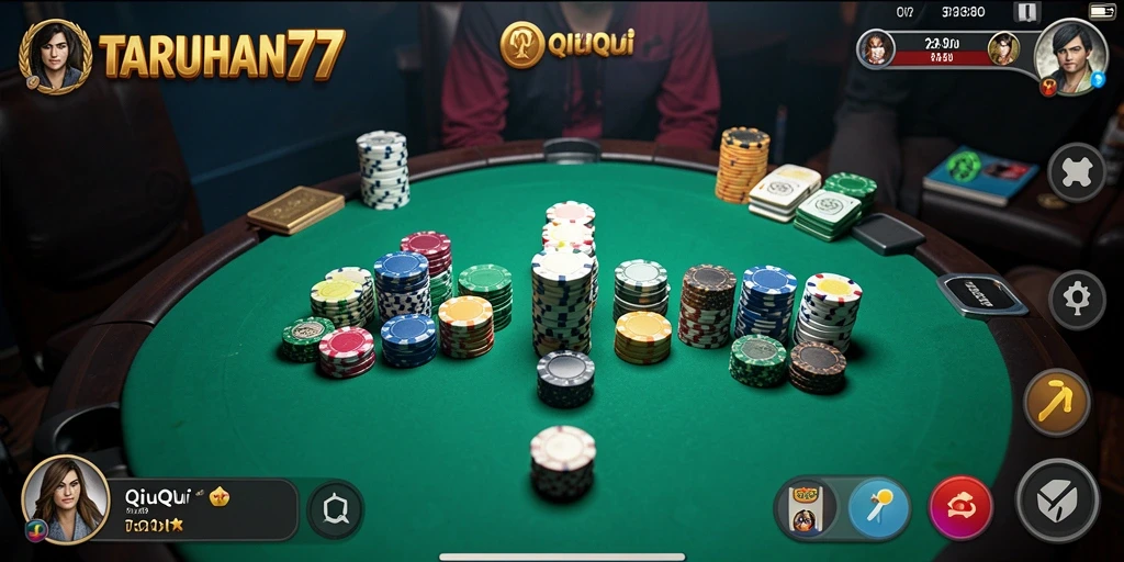 Tampilan gameplay QiuQiu yang seru di TARUHAN77.
