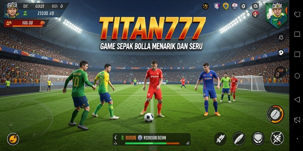 Gameplay seru dalam TITAN777 dengan aksi sepak bola yang memukau.